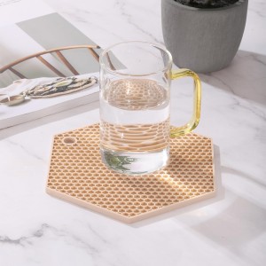 uxcell 4pcs Silicone Hexagonal Trivets, Non-Slip Heat Resistant Silicone Pot Holders, Black