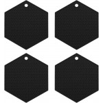 uxcell 4pcs Silicone Hexagonal Trivets, Non-Slip Heat Resistant Silicone Pot Holders, Black