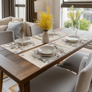 Artoid Mode Brown Poppy Floral Vinyl Plastic Placemats Set of 4, Washable Non-Slip PVC Table Mats for Party Kitchen Dining Decor, 12x18 Inch