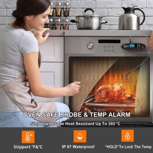 New 2-in-1 Instant Read Meat Thermometer for Cooking, Fast & Precise Digital Food Thermometer with Backlight, Magnet, Waterproof and Dual Foldable Probe for Kitchen Oven, Deep Fry, BBQ, Grill (Black)