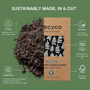 RECYCO Swedish Dishcloths for Kitchen | 4 Pack Oversized Washable Dish Rags | Large Cellulose Reusable Cleaning Paper Towels | Absorbent Counter Dish Cloth Sponge XL Kitchen Wipes, 12