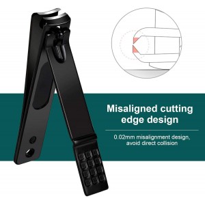 Nail Clippers with Metal Nail File,Sharp and Sturdy Stainless Steel Black Nail Clippers for Thick Ingrown Nails Men Women