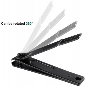 Nail Clippers with Metal Nail File,Sharp and Sturdy Stainless Steel Black Nail Clippers for Thick Ingrown Nails Men Women