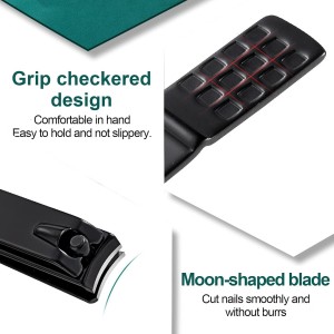 Nail Clippers with Metal Nail File,Sharp and Sturdy Stainless Steel Black Nail Clippers for Thick Ingrown Nails Men Women