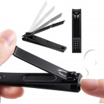 Nail Clippers with Metal Nail File,Sharp and Sturdy Stainless Steel Black Nail Clippers for Thick Ingrown Nails Men Women