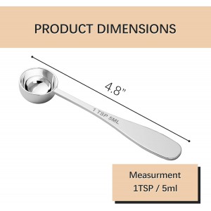 1PCS 1tsp(1/3tbsp, 5 ml) Single Measuring Spoon, Stainless Steel Individual Teaspoon, Metal Measure Scoop with Gift Box