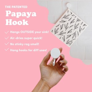 Papaya Reusable Paper Towels, Premium Swedish Dishcloths with Hook, Non-Scratch Reusable Paper Towel, 1 Sheet Replaces 17 Rolls - 2 Sheets, 1 Hook