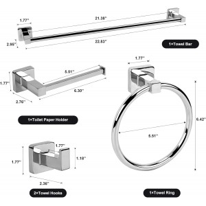 5 Pieces Polished Chrome Bathroom Hardware Accessories Set,Stainless Steel 23.6