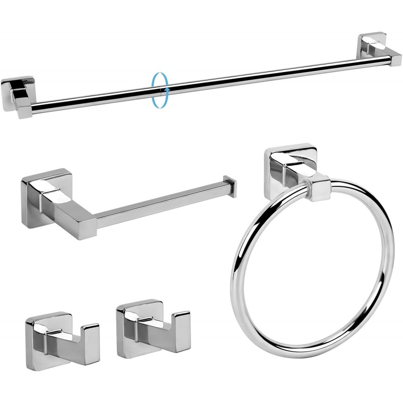 5 Pieces Polished Chrome Bathroom Hardware Accessories Set,Stainless Steel 23.6