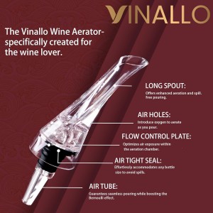 Wine Aerator Pourer Spout Diffuser - Wine Decanter with Aerator Attaches to Wine Bottle for Enhanced Flavor | Premium Quality Wine Air Aerator with Reusable Silicone Wine Stopper | No Drip or Spill