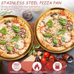 12 Pcs Pizza Stand Set: 4 Metal Stands, 4 Pizza Pans, 4 Spatulas for Weddings, Party(Gold,Round)