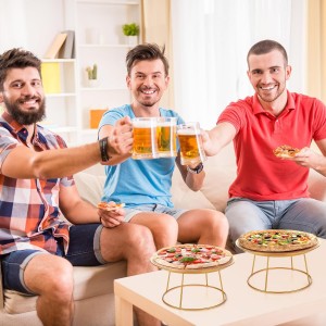 12 Pcs Pizza Stand Set: 4 Metal Stands, 4 Pizza Pans, 4 Spatulas for Weddings, Party(Gold,Round)