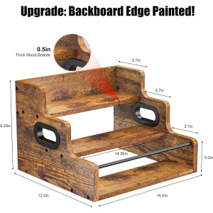 KLM Liquor Bottle Display Shelf, Coffee Syrup Rack Organizer, 3 Step Countertop Liquor Wine Rack, mini bar,liquor cabinet, Home Retro Bar Shelf Stand for Liquor Whiskey, Spirits