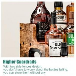 KLM Liquor Bottle Display Shelf, Coffee Syrup Rack Organizer, 3 Step Countertop Liquor Wine Rack, mini bar,liquor cabinet, Home Retro Bar Shelf Stand for Liquor Whiskey, Spirits