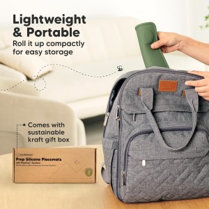 KeaBabies 2pk Silicone Placemats for Toddlers, Kids - 12x9 Non Slip Suction Baby Silicone Placemat for Restaurants, Dining Table,Travel, Easy to Clean, Food Grade/BPA-Free,Small Baby Table Mat(Slate)