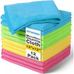 Microfiber Cleaning Cloth 12 Pack - 12 x 12 inches - Rags for Cleaning House Streak-Free Wipes for Screens, Dusting & Appliances - Premium Micro Fiber Cloth for Cleaning