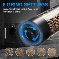 Electric Pepper or Salt Grinder,Adjustable Coarseness Salt & Pepper Mill,With LED Light,Easy to Clean,Battery Powered,One Handed Operation,Kitchen Essential（1 pack/black）