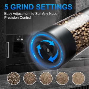 Electric Pepper or Salt Grinder,Adjustable Coarseness Salt & Pepper Mill,With LED Light,Easy to Clean,Battery Powered,One Handed Operation,Kitchen Essential（1 pack/black）