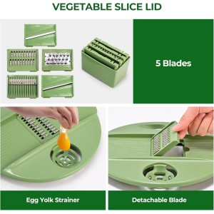 SUSTEAS Salad Spinner Large, Vegetables Wash Bowl, Fruits & Herb Lettuce Dryer with 5 Blade Slicer Egg Yolk Strainer Shredder for Efficient Salad Preparation and Food Washing, 4.25Qt