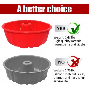 10 Inch Round Silicone Cake Pan, Non-Stick Silicone Baking Mold, Bakeware for Cake, Jello, Gelatin (Red, 1 Pack)