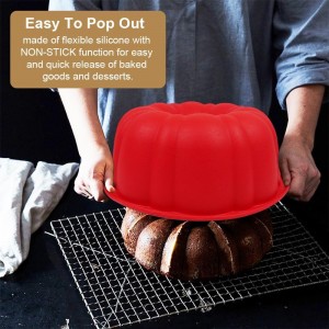 10 Inch Round Silicone Cake Pan, Non-Stick Silicone Baking Mold, Bakeware for Cake, Jello, Gelatin (Red, 1 Pack)