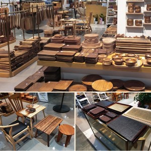 Hand Carved Cutting Chopping Board Serving Tray Platter, FSC-Certified No Glue Solid One Decorative Board with Handle for Meat Cheese Bread Tapas Party Appetizers