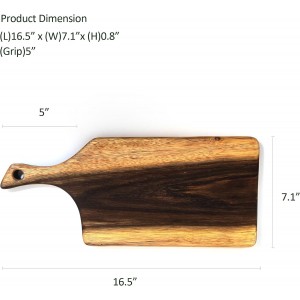 Hand Carved Cutting Chopping Board Serving Tray Platter, FSC-Certified No Glue Solid One Decorative Board with Handle for Meat Cheese Bread Tapas Party Appetizers