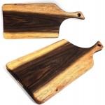 Hand Carved Cutting Chopping Board Serving Tray Platter, FSC-Certified No Glue Solid One Decorative Board with Handle for Meat Cheese Bread Tapas Party Appetizers