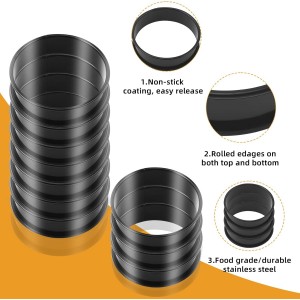 Crumpet Rings, 16Pack Nonstick English Muffin Ring, Outer diameter 4 Inch+3.3Inch Food-Grade Stainless Steel Tart Rings. More Convenient to Take the Food of The Bakery Ring Mold.