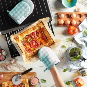 KITCHENAID Gingham Mini Oven Mitt 2-Pack Set, Mineral Water, 5.5