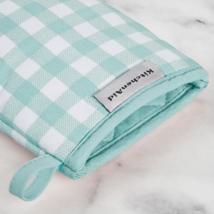 KITCHENAID Gingham Mini Oven Mitt 2-Pack Set, Mineral Water, 5.5