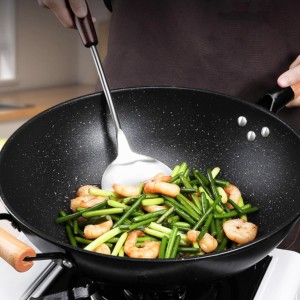 FJNATINH Cooking Utensils - Spatula, Ladle, Skimmer Spoon, Slotted Spatula - 4 Pieces Stainless Steel Wok Utensils Set for Carbon Steel