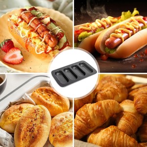 Hot Dot Bun Pan, Carbon Steel Non-Stick Baguette Pan Bread Mold Mini Baguette Sandwich Baking Tray for Oven Baker