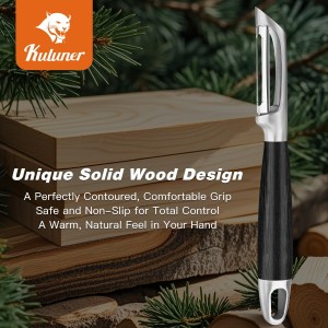 KULUNER 304 Stainless Steel Multi-Function Kitchen Peeler - With Solid Wood Handle, Sharp & Durable Blade, Effortlessly Peels Vegetables and Fruits, Essential Kitchen Tool