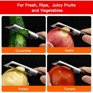 KULUNER 304 Stainless Steel Multi-Function Kitchen Peeler - With Solid Wood Handle, Sharp & Durable Blade, Effortlessly Peels Vegetables and Fruits, Essential Kitchen Tool