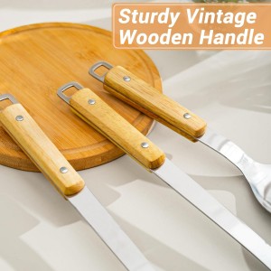 FJNATINH Cooking Utensils - Spatula, Ladle, Skimmer Spoon, Slotted Spatula - 4 Pieces Stainless Steel Wok Utensils Set for Carbon Steel