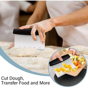 Bench Scraper, Premium Stainless Steel Dough Scraper with 2 PCS Flexible Bowl Scraper, Dough Cutter with Measuring Scale, Versatile Kitchen Scraper Set for Pastry Bread Pizza Cake