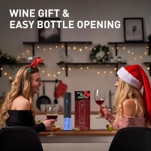 Electric Wine Opener, Rechargeable Cordless Wine Accessories, Stainless Steel Cordless Automatic Wine Bottle Corkscrew with Vacuum Stoppers, Foil Cutter for Home Party Wedding, Bars(Black)