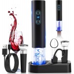 Electric Wine Opener, Rechargeable Cordless Wine Accessories, Stainless Steel Cordless Automatic Wine Bottle Corkscrew with Vacuum Stoppers, Foil Cutter for Home Party Wedding, Bars(Black)
