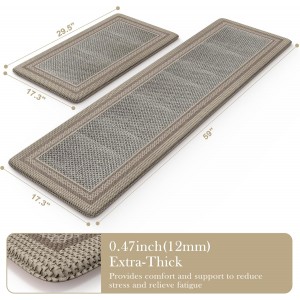 Kitchen Mats for Floor 2 Piece,Kitchen Floor Mats Cushioned Anti Fatigue,Farmhouse Kitchen Rugs Non Slip,Memory Foam Kitchen Mat for Kitchen Decor Office Laundry,Brown