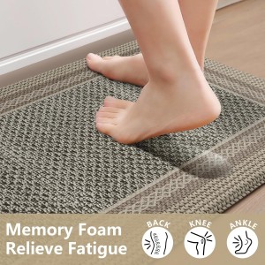 Kitchen Mats for Floor 2 Piece,Kitchen Floor Mats Cushioned Anti Fatigue,Farmhouse Kitchen Rugs Non Slip,Memory Foam Kitchen Mat for Kitchen Decor Office Laundry,Brown