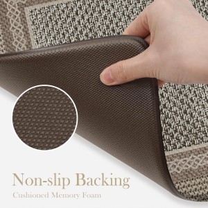 Kitchen Mats for Floor 2 Piece,Kitchen Floor Mats Cushioned Anti Fatigue,Farmhouse Kitchen Rugs Non Slip,Memory Foam Kitchen Mat for Kitchen Decor Office Laundry,Brown