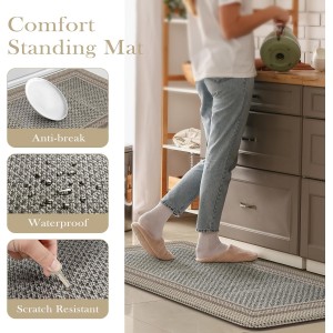 Kitchen Mats for Floor 2 Piece,Kitchen Floor Mats Cushioned Anti Fatigue,Farmhouse Kitchen Rugs Non Slip,Memory Foam Kitchen Mat for Kitchen Decor Office Laundry,Brown