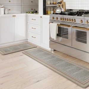 Kitchen Mats for Floor 2 Piece,Kitchen Floor Mats Cushioned Anti Fatigue,Farmhouse Kitchen Rugs Non Slip,Memory Foam Kitchen Mat for Kitchen Decor Office Laundry,Brown