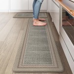 Kitchen Mats for Floor 2 Piece,Kitchen Floor Mats Cushioned Anti Fatigue,Farmhouse Kitchen Rugs Non Slip,Memory Foam Kitchen Mat for Kitchen Decor Office Laundry,Brown