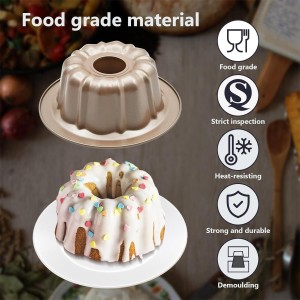 4.5'' Mini Bundt Cake Pan, Carbon Steel Round Fluted Tube Cake Pan, Non-stick Kugelhopf Cake Baking Mold for Cupcake Brownie Pudding (1pc, 4.5'')