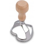 Fante’s Ravioli Maker Stamp With Wooden Handle, Fluted Heart Shape, For Homemade Pasta, Cookies, Everyday Meals, And Holidays, 2.5-Inch