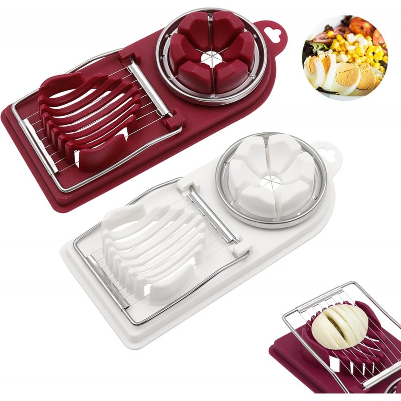 2 In 1 Multi-purpose Kitchentool Cutter Egg Boiled Egg Slicer, Can Be Used to Cut Hard-boiled Eggs cheese Fruit Strawberry Mushroom Kiwis (2PCS)