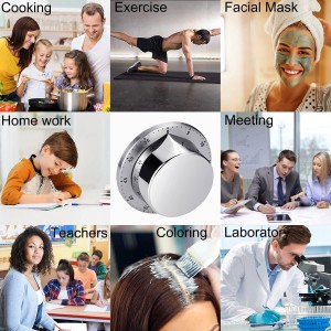 Kitchen Timers for Cooking, Chef Cooking Timer Clock with Loud Alarm - Magnetic Backing 100% Mechanical Desk Timer - No Batteries Required, Countdown Reminder Magnetic - Exquisite Stainless Steel Body