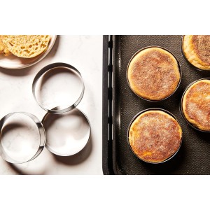 King Arthur Baking Company English Muffin Rings, Stainless Steel, Round Set Of 12 For Cooking And Batch Baking Thinner Batters